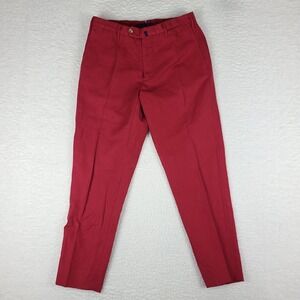 INCOTEX  Pants Mens 31 x 29 Red Classic Fit Chinolino Pattern B‎ Chino Slacks